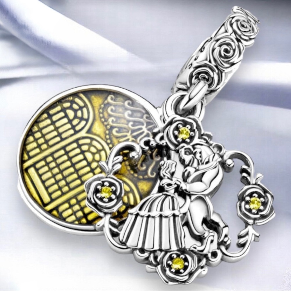 Beauty and the Beast Dangle Charm Pendant S925 Sterling Silver